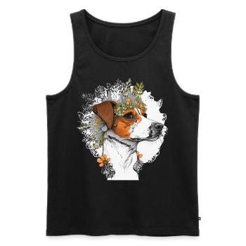 Cute Jack Russel Terrier Flower Crown Pet Dog Flor - Men's Premium Organic Tank Top - black - Front - Michal (187cm)
