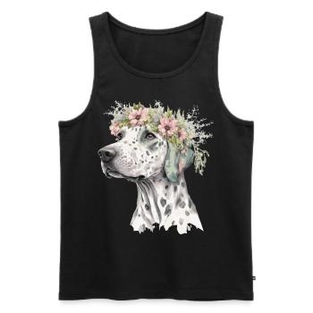 Cute Dalmatian Flower Crown Pet Dog Breed Floral P - Men's Premium Organic Tank Top - black - Front - AI Model Male 178 light (178cm)