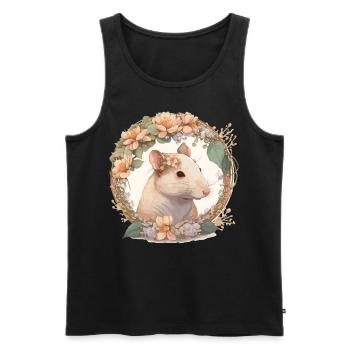Watercolor Flower RatChinese Zodiac Animal Sign - Men's Premium Organic Tank Top - black - Front - Michal (187cm)