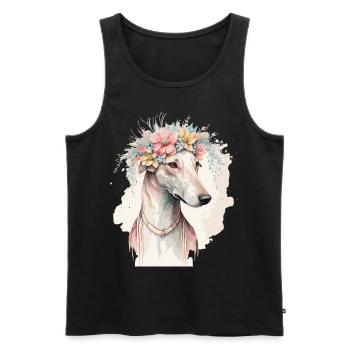 Cute Greyhound Flower Crown Pet Dog Breed Floral P - Men's Premium Organic Tank Top - black - Front - AI Model Male 178 light (178cm)