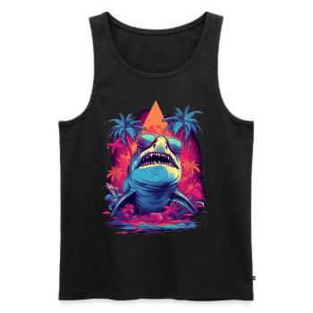 Cadeau Shark Palm Beach Oceanographer Diver - Débardeur bio Premium Homme - noir - Devant - AI Model Male 178 light (178cm)