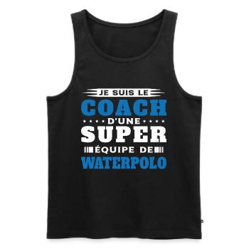 Coach de Super équipe de waterpolo Humour Cadeau - Débardeur bio Premium Homme - noir - Devant - Michal (187cm)