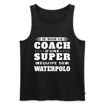 Coach de Super équipe de waterpolo Humour Cadeau - Débardeur bio Premium Homme - noir - Devant - Michal (187cm)