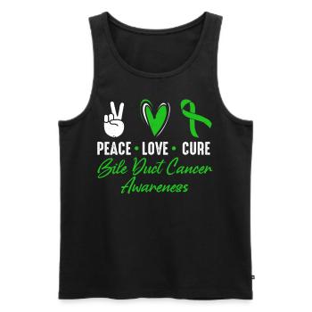Peace, love, healing, bile duct cancer, - Men's Premium Organic Tank Top - black - Front - AI Model Male 178 light (178cm)