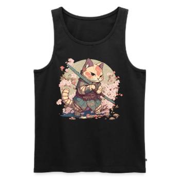 Samurai Katze Kawaii Japanische Ninja Katze - Männer Premium Bio Tank Top - Schwarz - Vorne - AI Model Male 178 light (178cm)