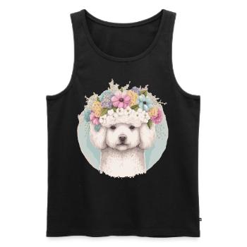 Cute Bichon Frise Flower Crown Pet Dog Floral Pupp - Men's Premium Organic Tank Top - black - Front - Michal (187cm)