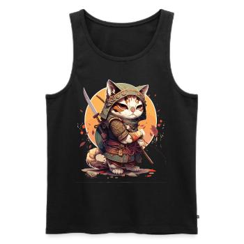 Samurai Cat Kawaii Japanese Ninja Cat - Men's Premium Organic Tank Top - black - Front - Michal (187cm)