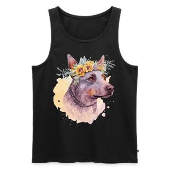 Mignon Australian Cattle Dog Flower Crown Pet Dog Fl - Débardeur bio Premium Homme - noir - Devant - Michal (187cm)