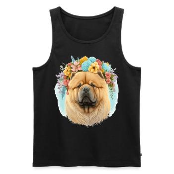 Mignon Chow Chow Fleur Couronne Chien Race Floral P - Débardeur bio Premium Homme - noir - Devant - AI Model Male 178 light (178cm)