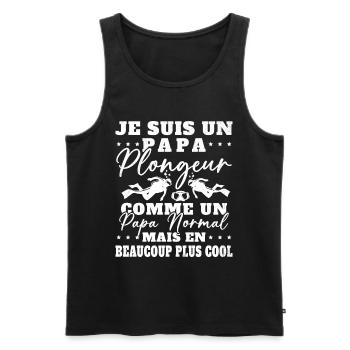Papa Plongeur Cadeau Humour Fête des Pères Plongée - Débardeur bio Premium Homme - noir - Devant - Michal (187cm)