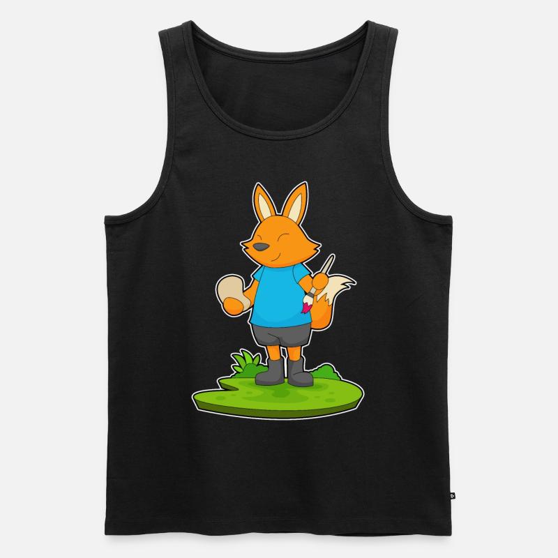 Fuchs Malen Pinsel - Männer Premium Bio Tank Top - Schwarz