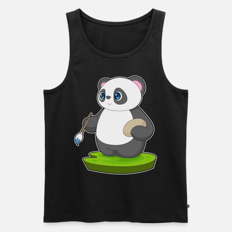 Panda Malen Pinsel - Männer Premium Bio Tank Top - Schwarz