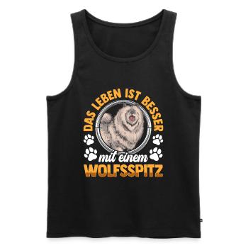Leben mit Wolfsspitz Deutscher Keeshond - Männer Premium Bio Tank Top - Schwarz - Vorne - Michal (187cm)