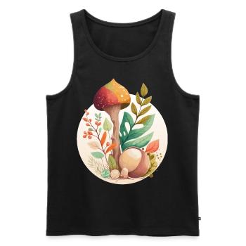 Cottagecore Champignon botanique Floral Forêt Plante - Débardeur bio Premium Homme - noir - Devant - Michal (187cm)