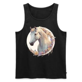 Mignon Aquarelle Fleur Cheval Zodiaque Chinois Animal - Débardeur bio Premium Homme - noir - Devant - Michal (187cm)
