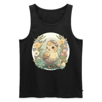 Cottagecore Cute Baby Chicken Kawaii Chick Floral - Men's Premium Organic Tank Top - black - Front - Michal (187cm)