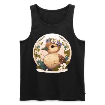 Cottagecore Mignon Bébé Canard Fleur Kawaii Caneton - Débardeur bio Premium Homme - noir - Devant - AI Model Male 178 light (178cm)