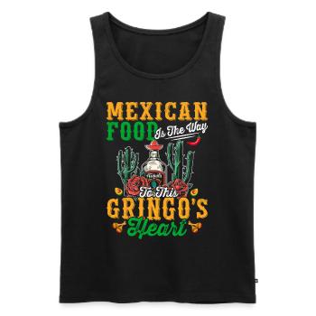 Cuisine mexicaine, Amateurs de gringo, Fier - Débardeur bio Premium Homme - noir - Devant - AI Model Male 178 light (178cm)