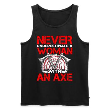 Woman with an axe thrower lover expert - Men's Premium Organic Tank Top - black - Front - Michal (187cm)