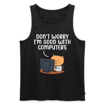 Es ist immer DNS - Männer Premium Bio Tank Top - Schwarz - Vorne - AI Model Male 178 light (178cm)