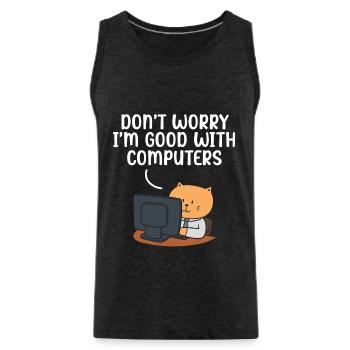 It's always DNS - Men's Premium Organic Tank Top - charcoal grey - Front - Alexander (188cm)