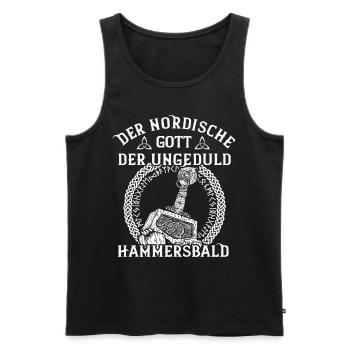Hammersbald - Lustiger Wikinger Spruch mit Hammer - Männer Premium Bio Tank Top - Schwarz - Vorne - Michal (187cm)