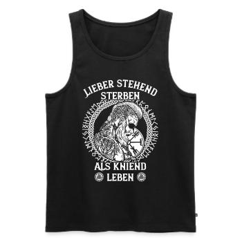 Ehre und Stolz Wikinger Spruch keltischen Knoten - Männer Premium Bio Tank Top - Schwarz - Vorne - Michal (187cm)