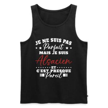 Pas Parfait mais Alsacien Cadeau Humour Alsace - Débardeur bio Premium Homme - noir - Devant - Michal (187cm)