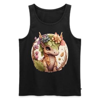 Cottagecore Cute Baby Dragon Floral Fantasy Pet Fl - Men's Premium Organic Tank Top - black - Front - Michal (187cm)