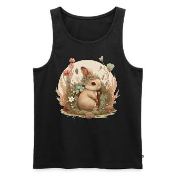 Cottagecore Mignon Bébé lapin Lapin Aquarelle Flow - Débardeur bio Premium Homme - noir - Devant - Michal (187cm)