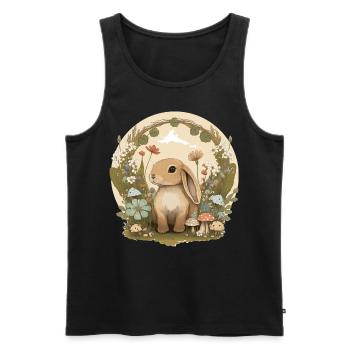 Cottagecore Mignon Bébé lapin Lapin Aquarelle Flow - Débardeur bio Premium Homme - noir - Devant - AI Model Male 178 light (178cm)