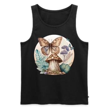 Cottagecore Butterfly Mushroom Plants Goblincore A - Débardeur bio Premium Homme - noir - Devant - Michal (187cm)