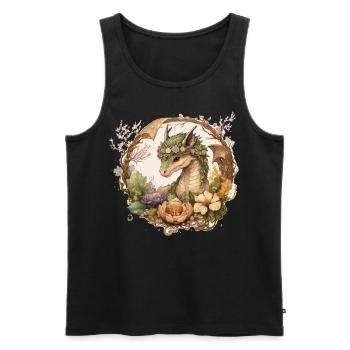 Cottagecore Dragon Cute Fantasy Anime Flower - Men's Premium Organic Tank Top - black - Front - AI Model Male 178 light (178cm)