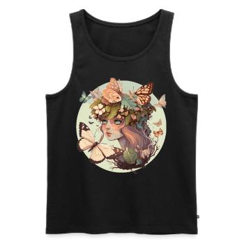 Cottagecore Butterfly Girl Cute Goblincore Fantasy - Men's Premium Organic Tank Top - black - Front - Michal (187cm)