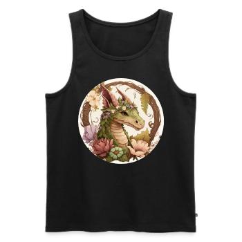 Cottagecore Dragon Cute Fantasy Anime Animal Flowe - Men's Premium Organic Tank Top - black - Front - AI Model Male 178 light (178cm)