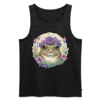 Cute Cottagecore Frog Toad Funny Floral Goblincore - Men's Premium Organic Tank Top - black - Front - AI Model Male 178 light (178cm)