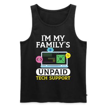 I'm My Family's Unpaid Tech Support Tech Support - Men's Premium Organic Tank Top - black - Front - AI Model Male 178 light (178cm)