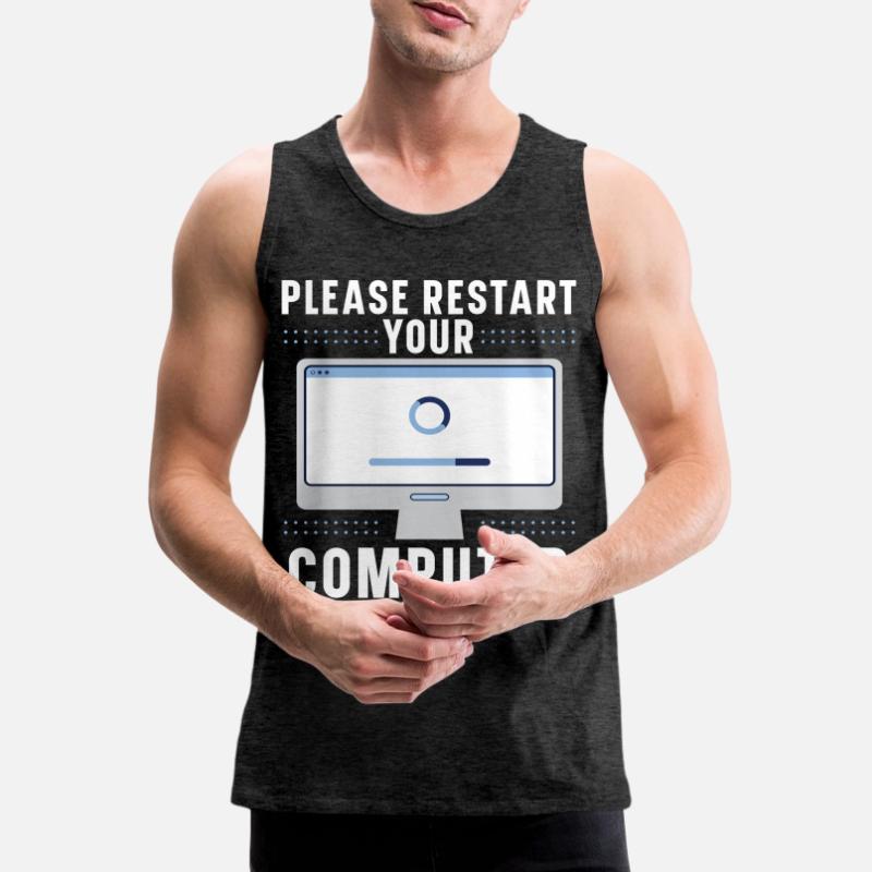 Please Restart Your Computer Coding Tech Support Männer Premium Bio Tank Top
