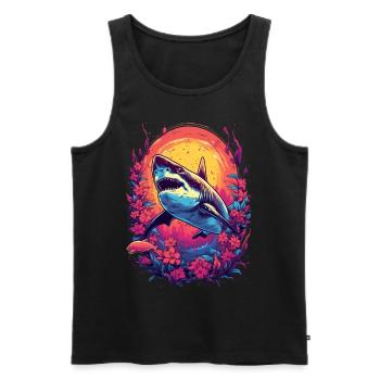 Fleur de requin Oceanographe Plongeur Cadeau - Débardeur bio Premium Homme - noir - Devant - Michal (187cm)