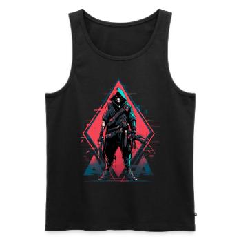 Epischer Gamer Cyber Assassine Digitale Route Rot - Männer Premium Bio Tank Top - Schwarz - Vorne - AI Model Male 178 light (178cm)