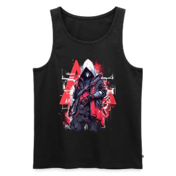 Epischer Gamer Cyber Assassine Punk Street Art - Männer Premium Bio Tank Top - Schwarz - Vorne - AI Model Male 178 light (178cm)
