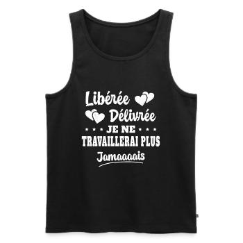 Femme Retraite Idée Cadeau Départ Humour Retraite - Débardeur bio Premium Homme - noir - Devant - AI Model Male 178 light (178cm)