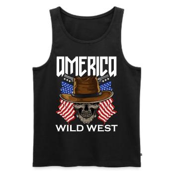 Amérique Far West - Débardeur bio Premium Homme - noir - Devant - AI Model Male 178 light (178cm)