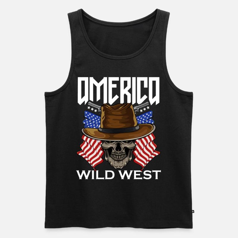 America Wild West - Männer Premium Bio Tank Top - Schwarz