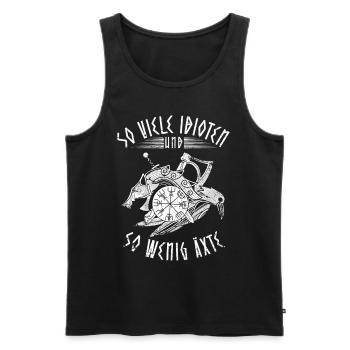 Lustiger Wikinger Spruch Statement mit Äxten - Männer Premium Bio Tank Top - Schwarz - Vorne - Michal (187cm)