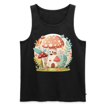 Cottagecore Mushroom Toadstool House Cute Forest - Men's Premium Organic Tank Top - black - Front - Michal (187cm)