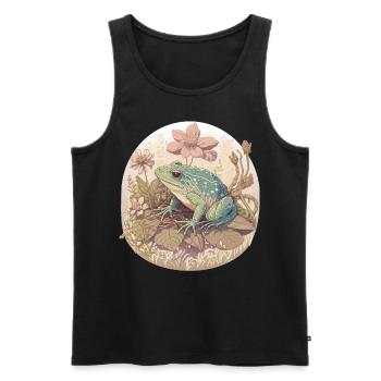 Cute Cottagecore Watercolor Frog Floral Goblincore - Männer Premium Bio Tank Top - Schwarz - Vorne - AI Model Male 178 light (178cm)