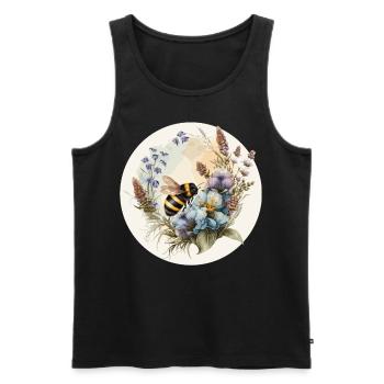 Cute Cottagecore Botanic Wildflower Bumblebee Wate - Men's Premium Organic Tank Top - black - Front - AI Model Male 178 light (178cm)