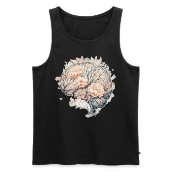 Brain Flower Neuro Science Floral Neurologist Ment - Men's Premium Organic Tank Top - black - Front - AI Model Male 178 light (178cm)