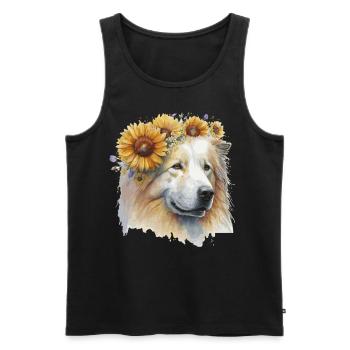 Mignon Samoyède Tournesol Chien Race Pet Chiot - Débardeur bio Premium Homme - noir - Devant - Michal (187cm)